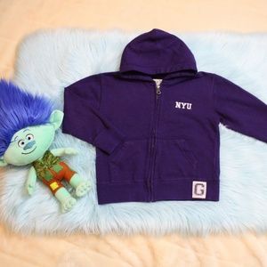 Kids Size 4T Violet NYU Team Zip Up Hoodie Sweater